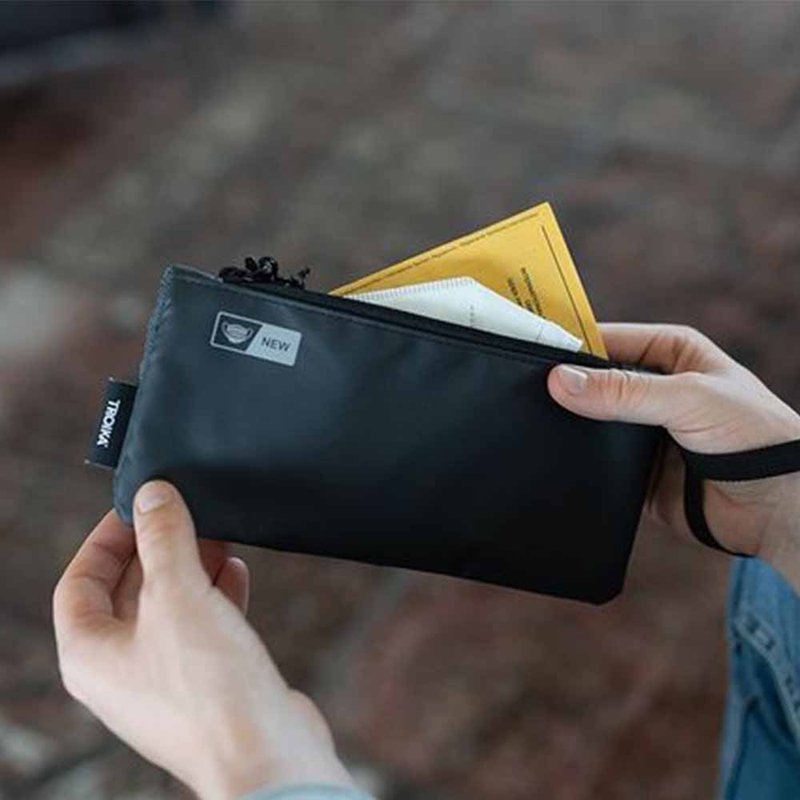 双层抗菌口罩收纳袋 - 化妆包/杂物包 - 聚酯纤维 蓝色