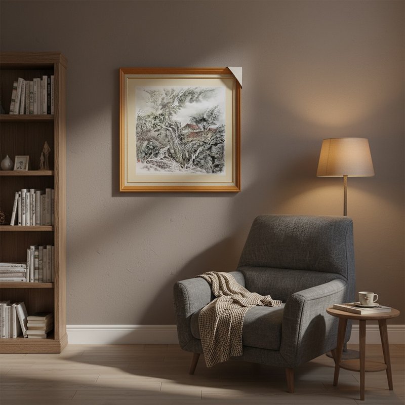 静谧山居 水墨设色原作 半生熟宣纸手绘山水画 客厅玄关挂画 - 海报/装饰画/版画 - 纸 
