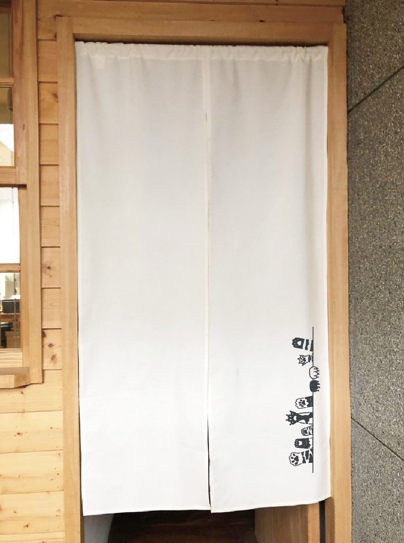 (多色款选择) 猫掌-有机棉绢印日式中门帘 Organic Cotton - 门帘/门牌 - 棉．麻 白色