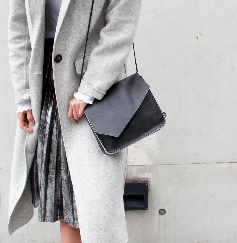 宝珠2.0s - 铁灰 斜背手工皮包 - 侧背包/斜挎包 - 真皮 灰色