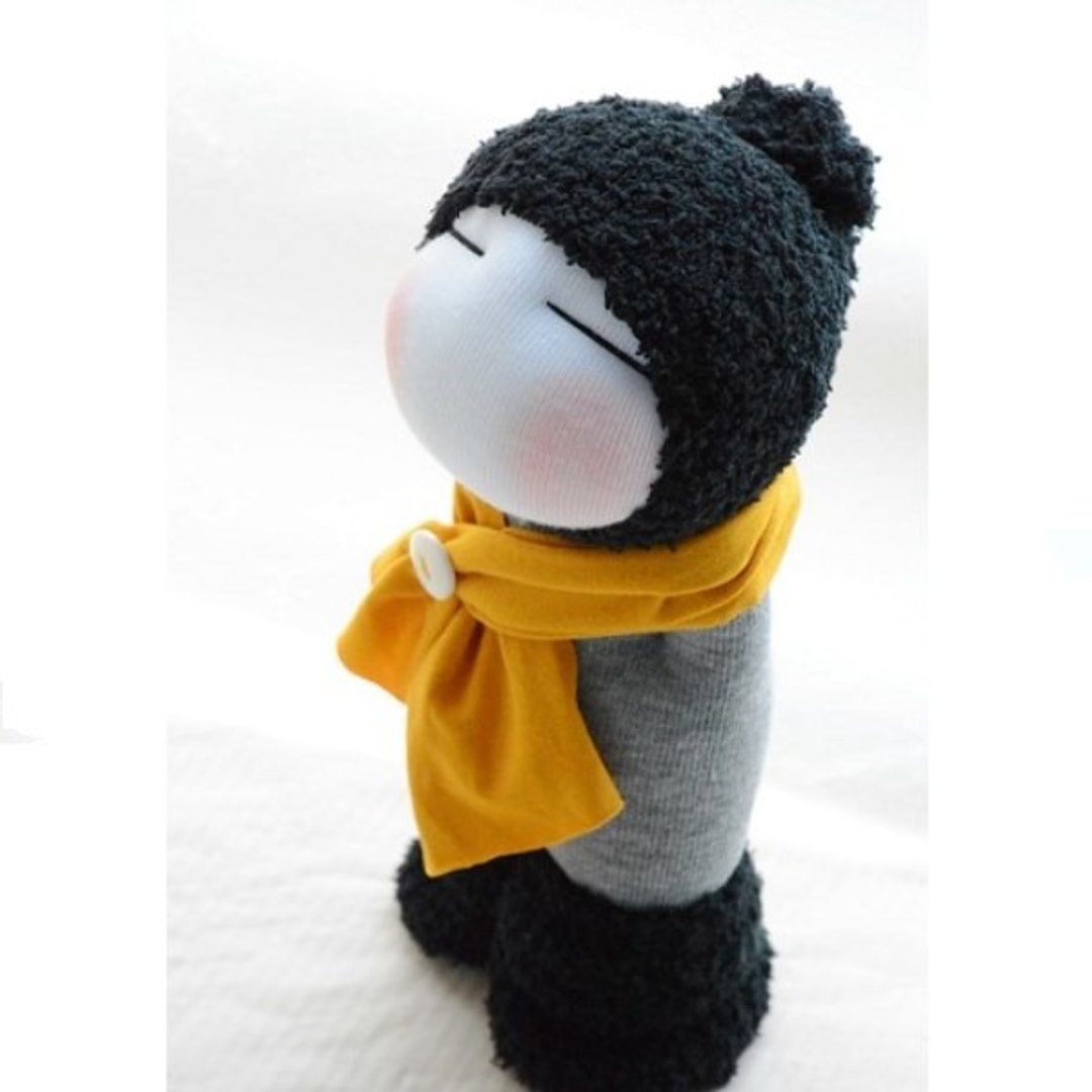 自然风手作袜子娃娃~黑靴男孩 - 玩偶/公仔 - 棉 黑色