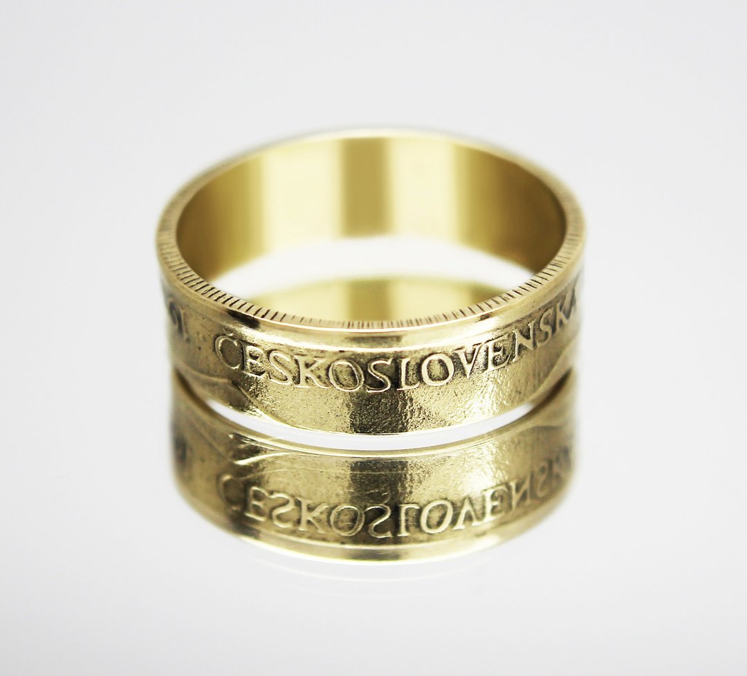 Czechoslovakia Coin Ring 1 crown 1970 coin rings for men coin rings for women - 戒指 - 其他金属 