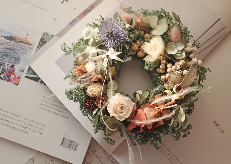 - 晨露 - 干燥花 中小型手绑 永生花圈 居家挂饰 新居贺礼 - 干燥花/捧花 - 植物．花 绿色