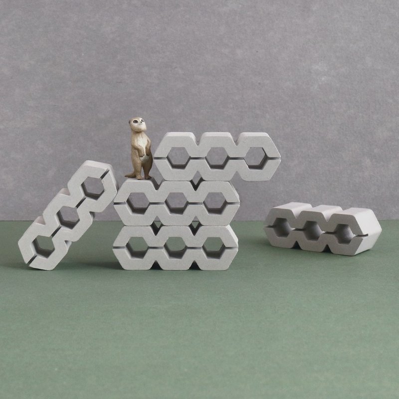 独家设计【迷你水泥空心砖】菱形六入一组 - 摆饰 - 水泥 