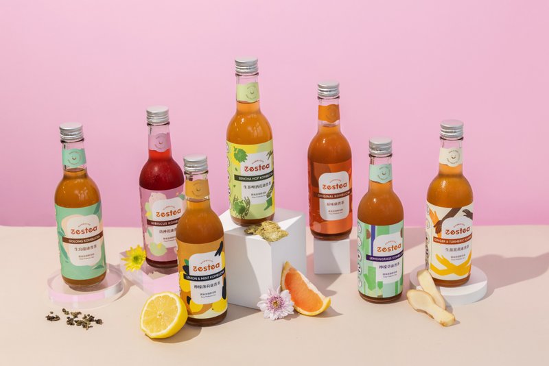 Zestea康普茶一次喝到全口味组 300ML*12瓶(无添加、富含益生菌) - 茶 - 新鲜食材 