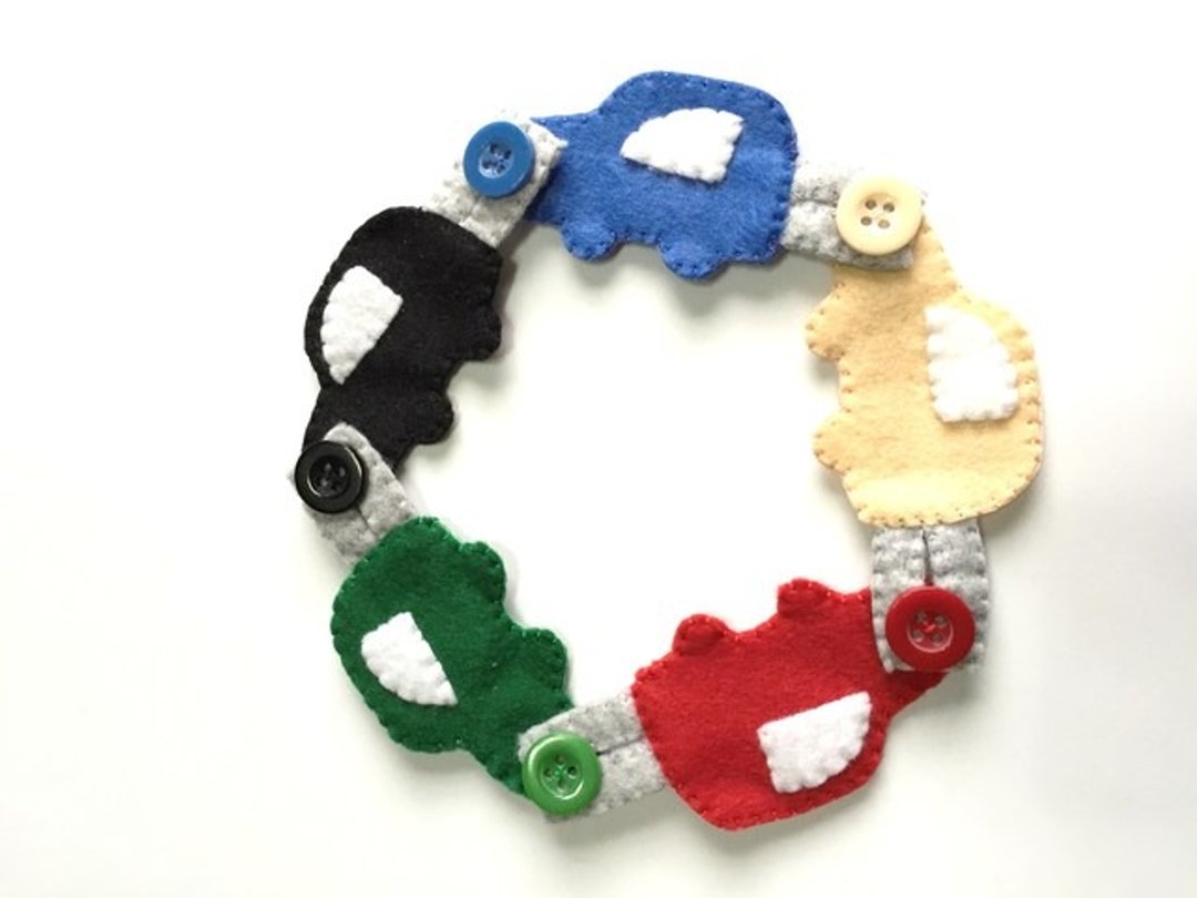 Felt button attachment practice Educational toys Children's cars - 玩具/玩偶 - 羊毛 多色