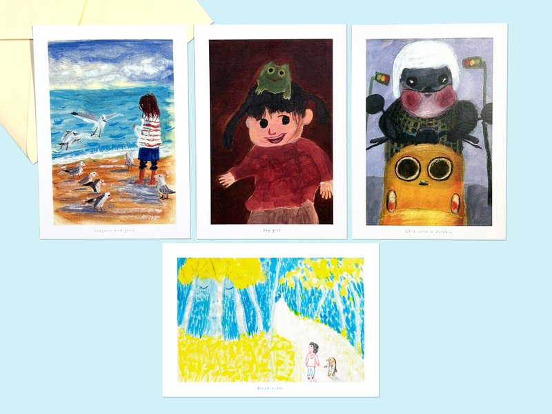 插画明信片四入套组-给自己 - 卡片/明信片 - 纸 