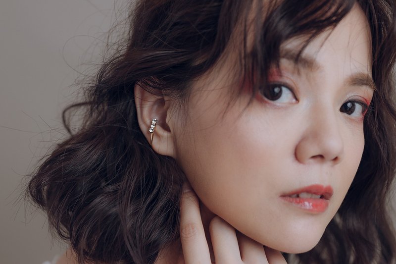 PURE系列 - 朝露 古金色 & 正白K色 & 玫瑰金色 * 耳夹 - 耳环/耳夹 - 铜/黄铜 金色