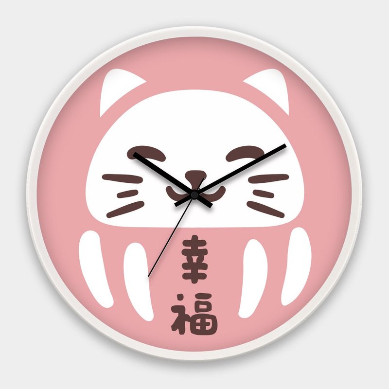 粉色达摩猫 台湾制30CM办公居家时尚极简静音扫描挂钟PU020 - 时钟/闹钟 - 塑料 粉红色
