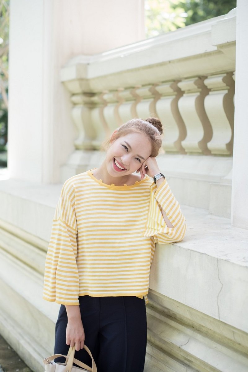 Mambo stripe top - 女装上衣 - 其他材质 黄色