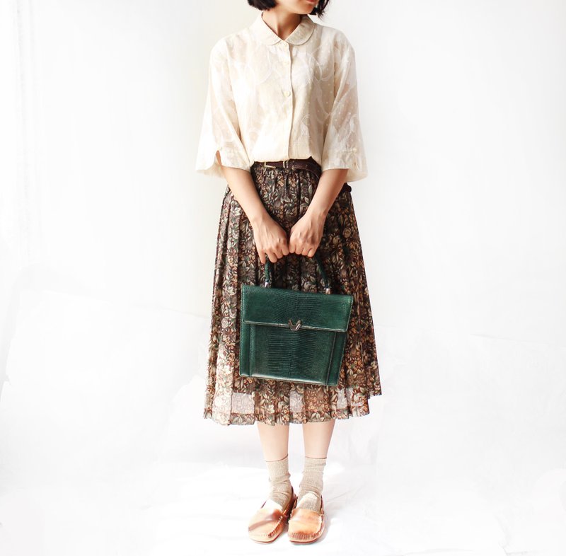 4.5studio-寻宝古着Z-碎花百褶裙 - 女装休闲/机能外套 - 聚酯纤维 咖啡色