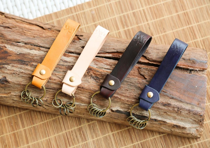 植鞣牛皮钥匙圈 五圈钥匙扣, 刻字服务, 定制化礼物 - 钥匙链/钥匙包 - 真皮 