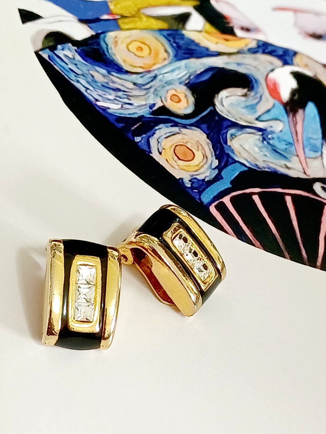 vintage jewelry 金色奢华莱茵钻 夹式耳环 - 耳环/耳夹 - 其他金属 
