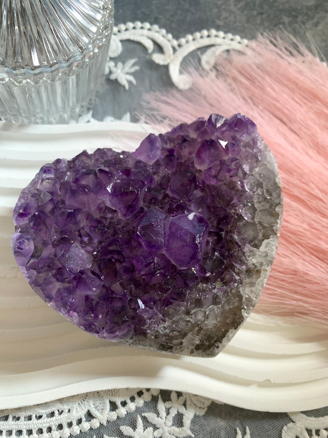Crystal.EAA 开馆优惠 爱心紫水晶簇  Amethyst 充电座 净化充能 - 摆饰 - 水晶 紫色