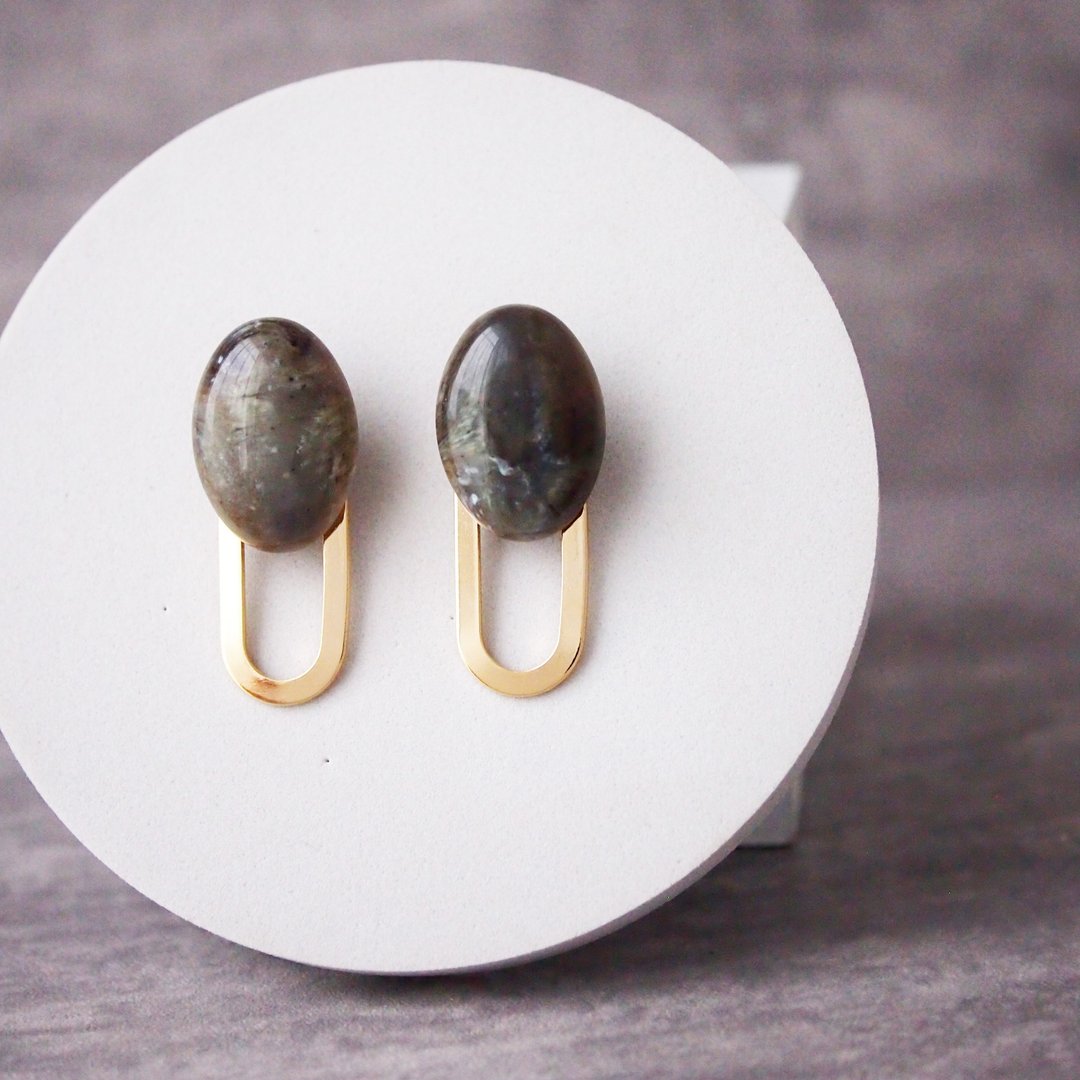 night earrings type A -pierced earrings- - 耳环/耳夹 - 压克力 绿色