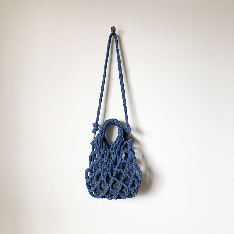 手工编织 手提 肩背 网袋 售完为止 蓝 - 侧背包/斜挎包 - 棉．麻 蓝色