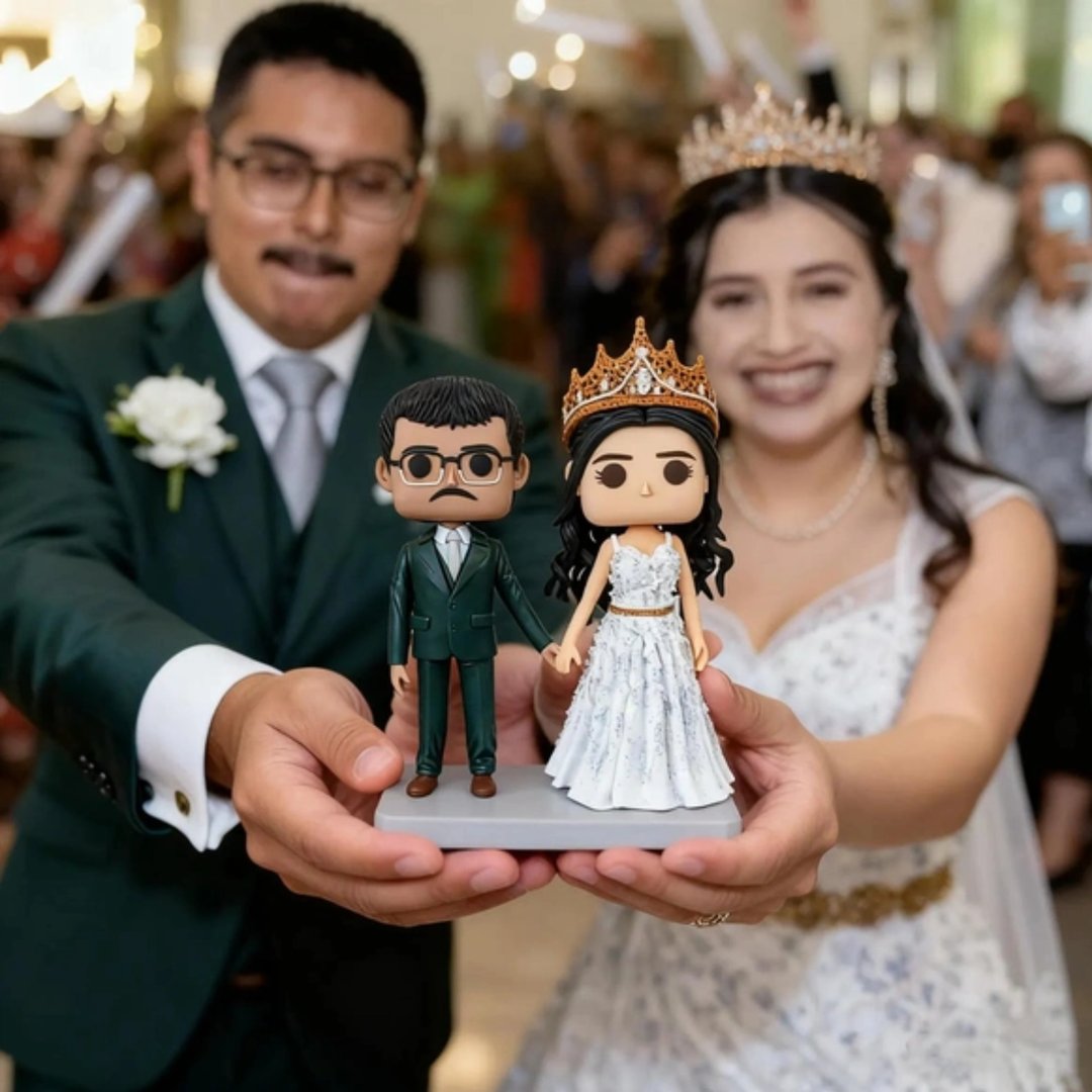 照片客制化情侣Funko Pop公仔 订制新郎新娘人像模型 婚礼新婚 - 玩偶/公仔 - 粘土 多色