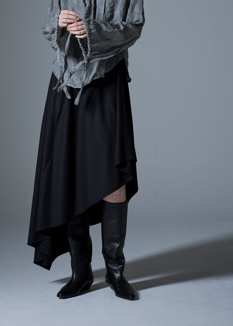 不对称层次裙 - 裙子 - 其他人造纤维 黑色