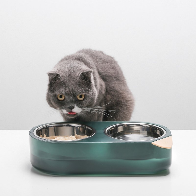 猫碗 水の奥义碗 水碗 狗食盆 可注水调温 加热 - 碗/碗架 - 塑料 绿色