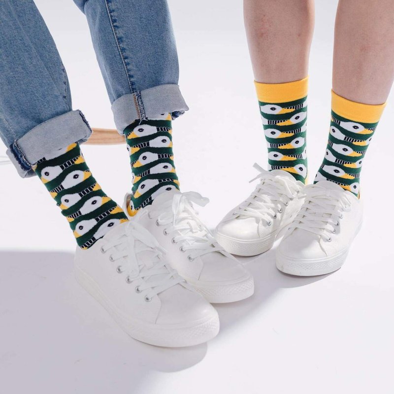 【锦源兴】鸭头灯无痕中长袜 l 袜子 台湾制 运动 健身 印花 - 袜子 - 棉．麻 绿色