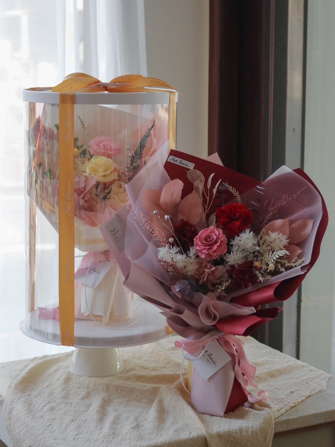 【遇见恒久】留在花里的话母亲节永生康乃馨花束 含盒 共 3 色 - 干燥花/捧花 - 植物．花 