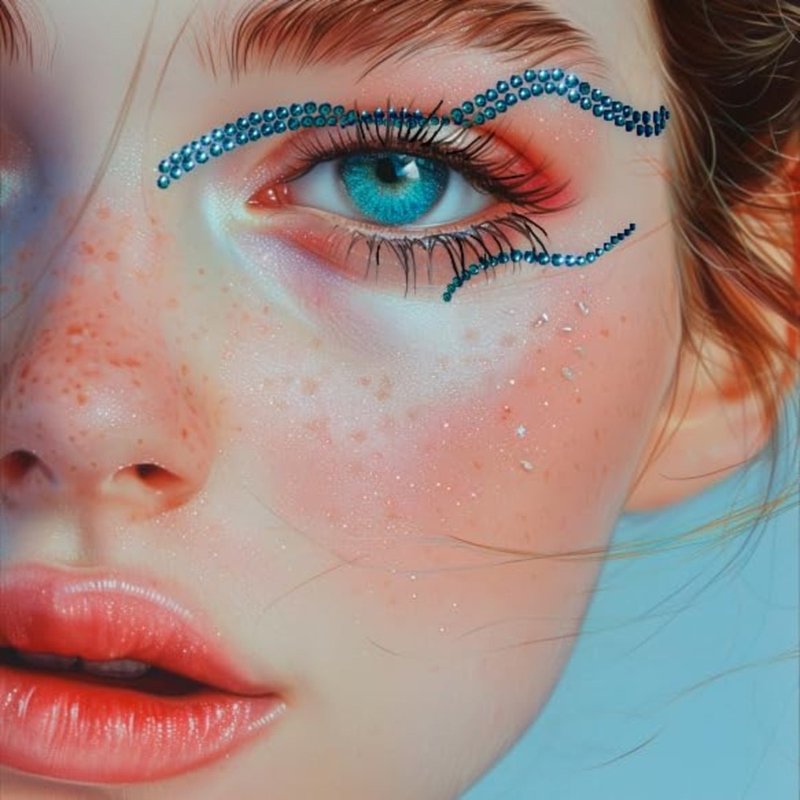 蓝色魅力眼部宝石贴 适用于派对 Cosplay 节庆造型 防水可重复使 - 纹身贴 - 压克力 蓝色