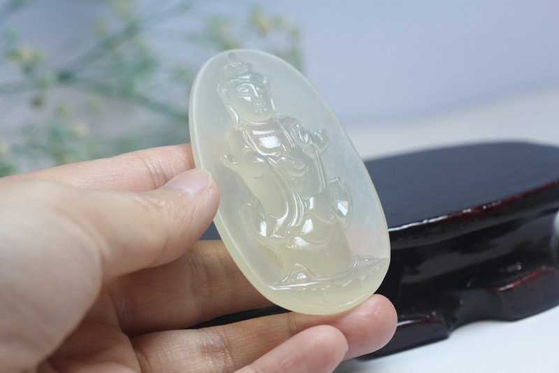 【净瓶观音菩萨】天然黄龙玉冰种挂件饰吊坠项链护主保平安 礼物 - 项链 - 玉石 