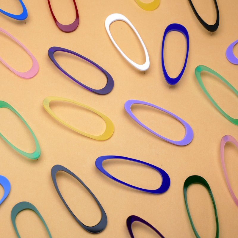 / 椭圆大圈耳环 - 抽象系列 no.01 / 耳针款 - 耳环/耳夹 - 压克力 多色