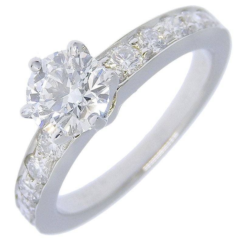 【日本直送】蒂芙尼 TIFFANY&Co. Solitaire 4号 戒指 Half Eternity Pt950铂金 × 钻石 0.5克拉 约3.9g 【二手】 - 戒指 - 贵金属 银色