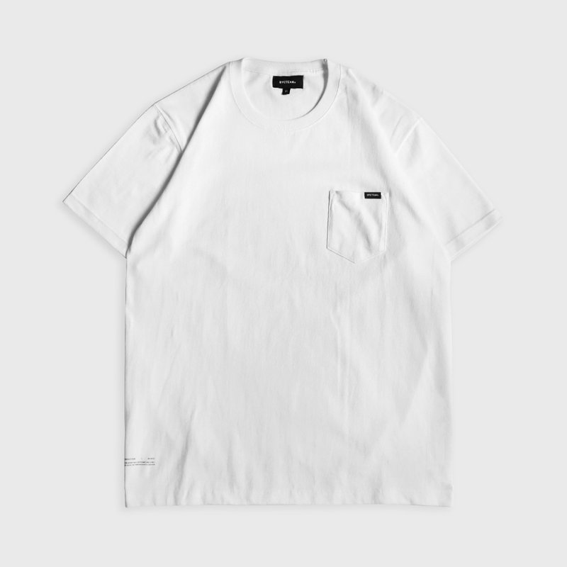DYCTEAM - CLASSIC BLUE - 4052重磅口袋TEE (white) - 中性连帽卫衣/T 恤 - 棉．麻 白色
