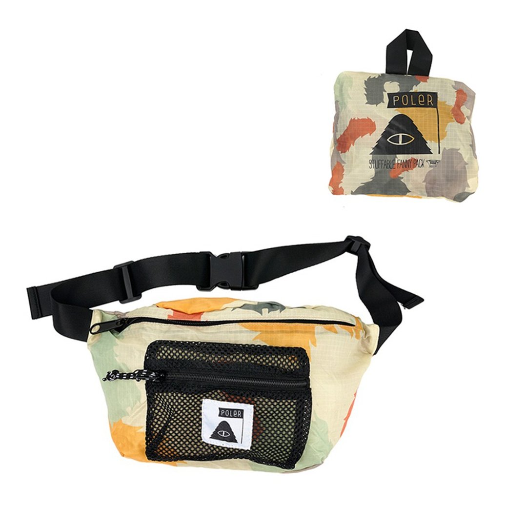 日韩限定 POLER FANNY PACK 可收纳网袋腰包 芥末迷彩 - 侧背包/斜挎包 - 聚酯纤维 多色
