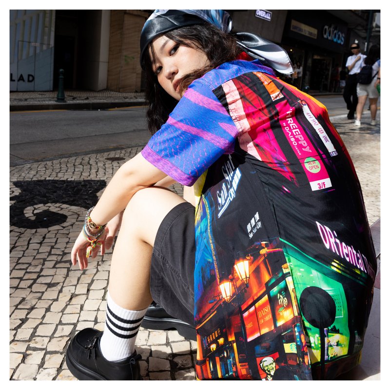 街头潮色短袖人造丝夏威夷衬衫【商店街】 - 女装衬衫 - 其他人造纤维 红色