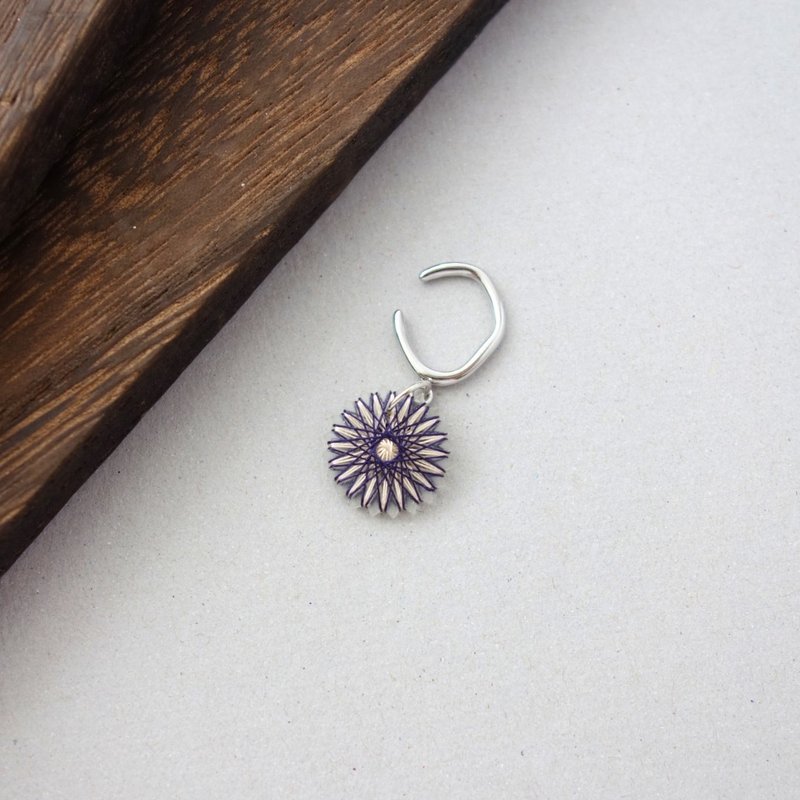 绢线制 野花耳骨夹 Wildflower Ear cuff | 紫色 | 包邮 - 耳环/耳夹 - 丝．绢 紫色