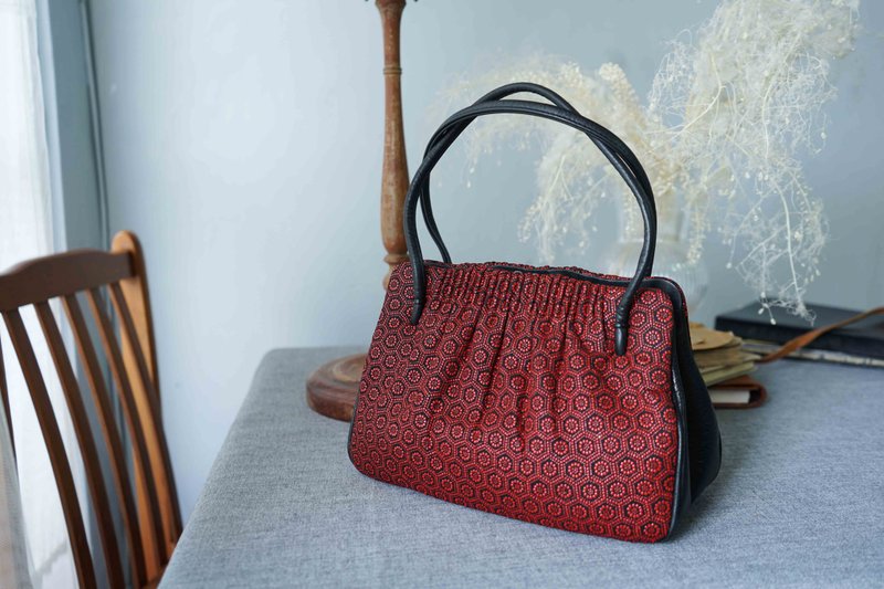 寻宝复古古董包-日本传统图纹红黑撞色手提口金包 - 手提包/手提袋 - 其他材质 红色