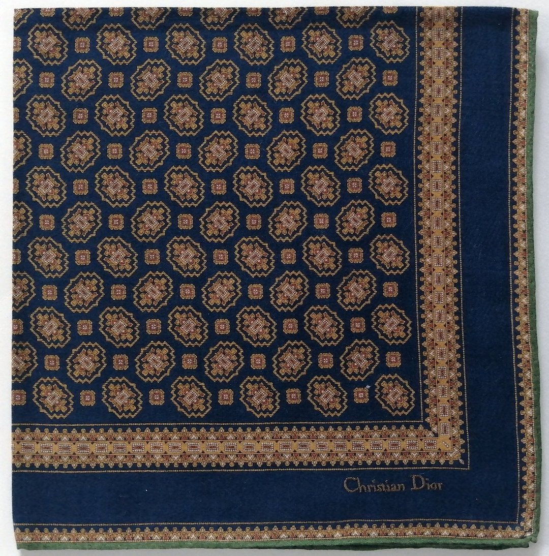 Christian Dior 复古手帕口袋方巾蓝色 19 x 19 英寸 - 手帕/方巾 - 棉．麻 蓝色