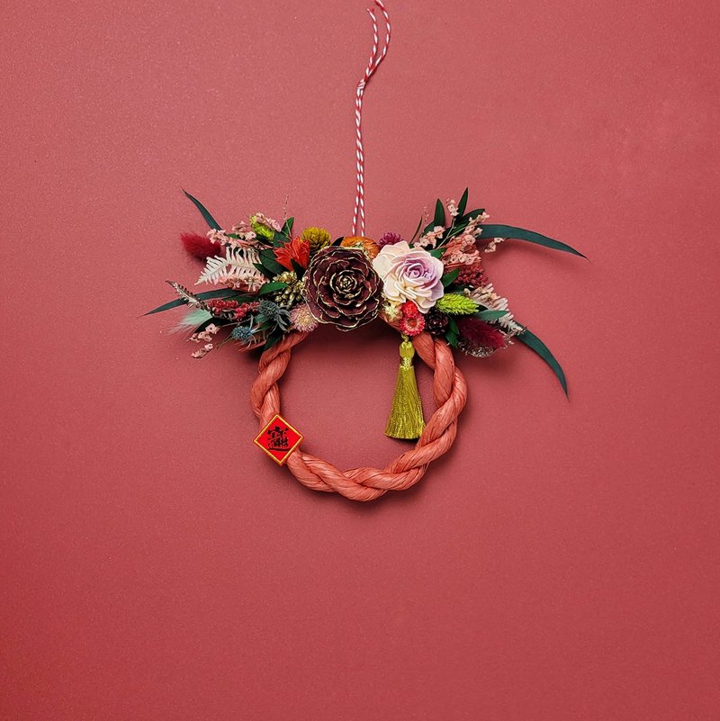 日式注连绳-蝴蝶结小款 干燥花圈 招财小物 - 干燥花/捧花 - 植物．花 红色