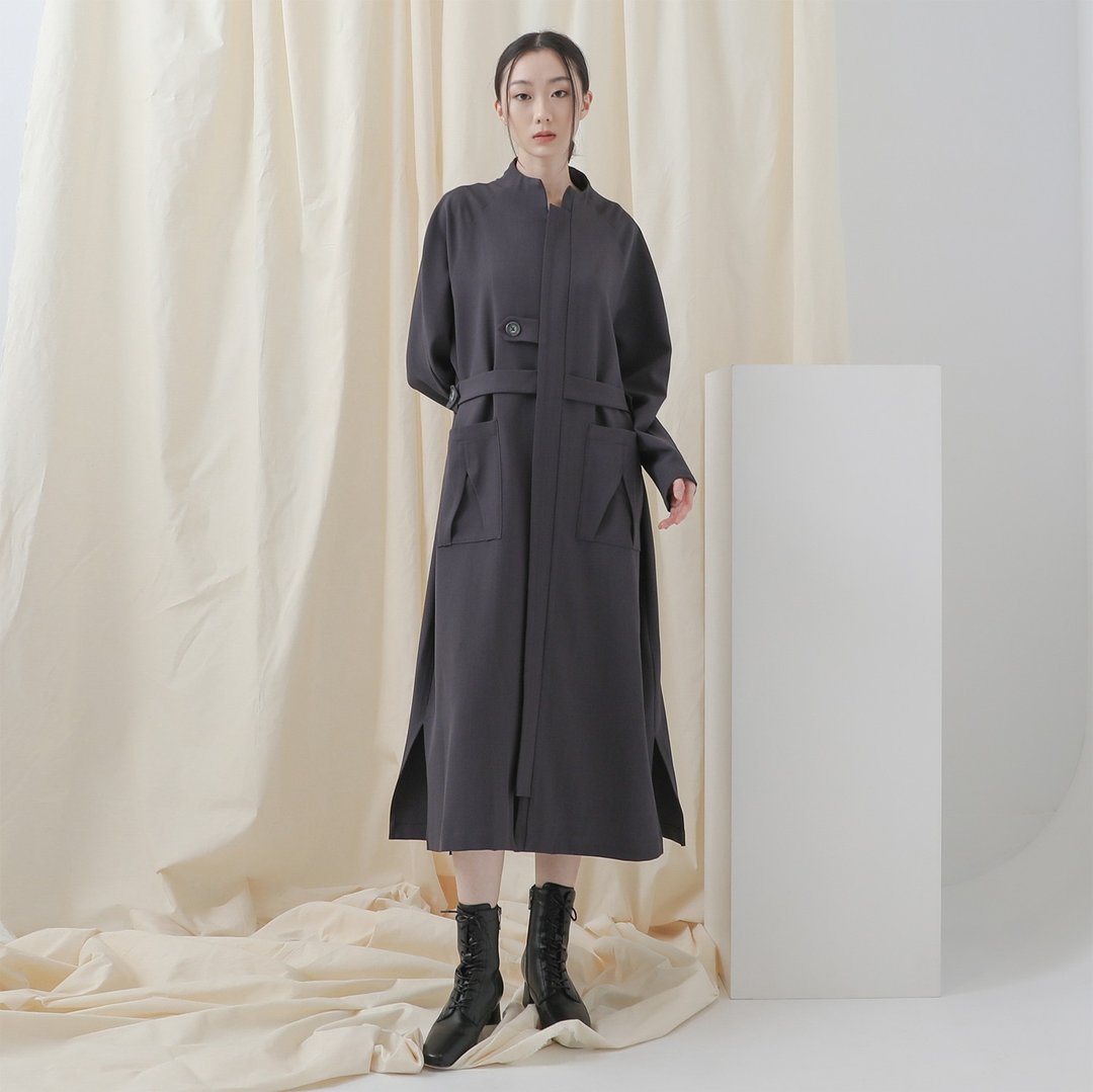 Fuxiao_拂晓外套洋装_CLD521_藏青 - 洋装/连衣裙 - 聚酯纤维 黑色