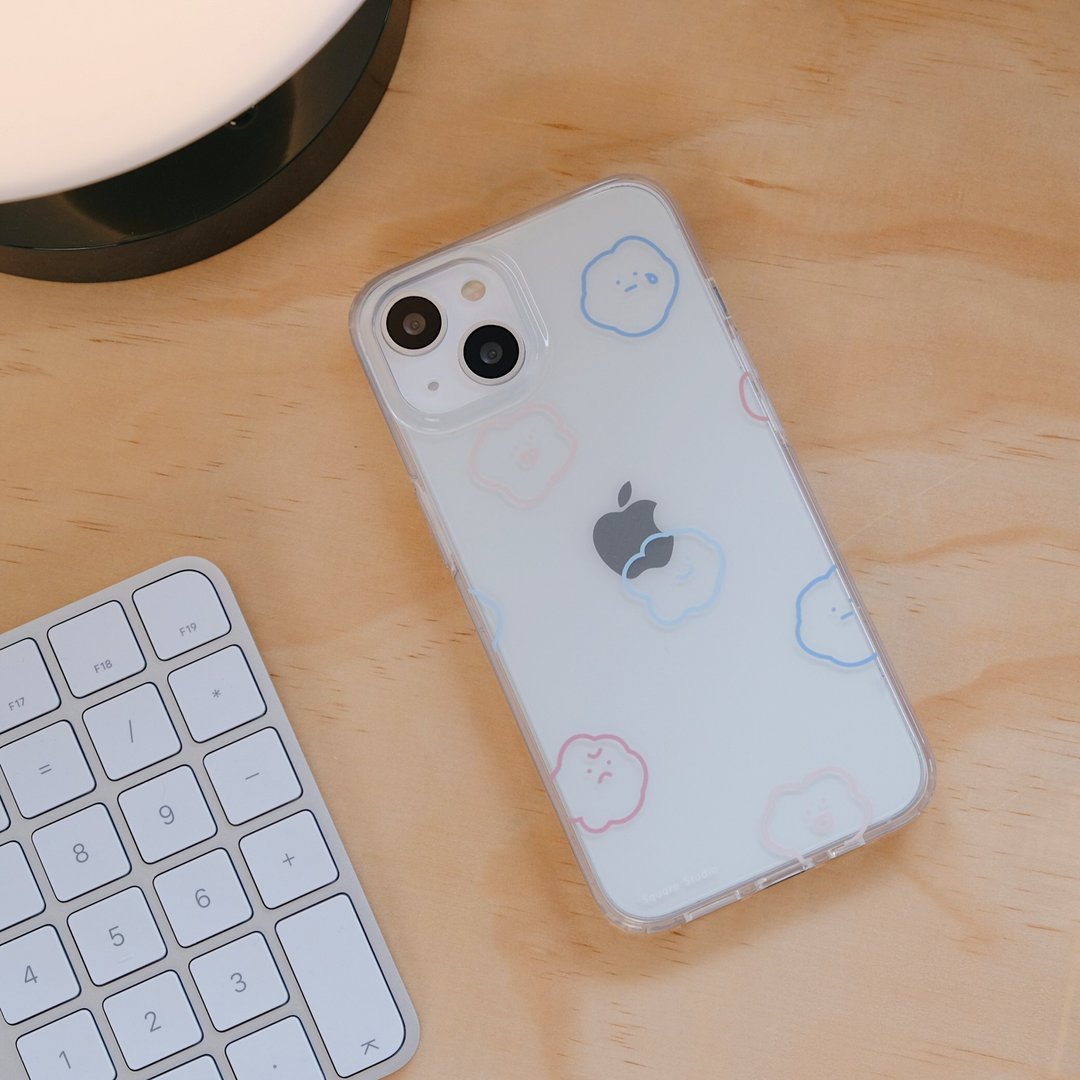 飘飘喜怒哀乐简约版-防摔方块壳 iphone 12~15 - 手机壳/手机套 - 塑料 透明