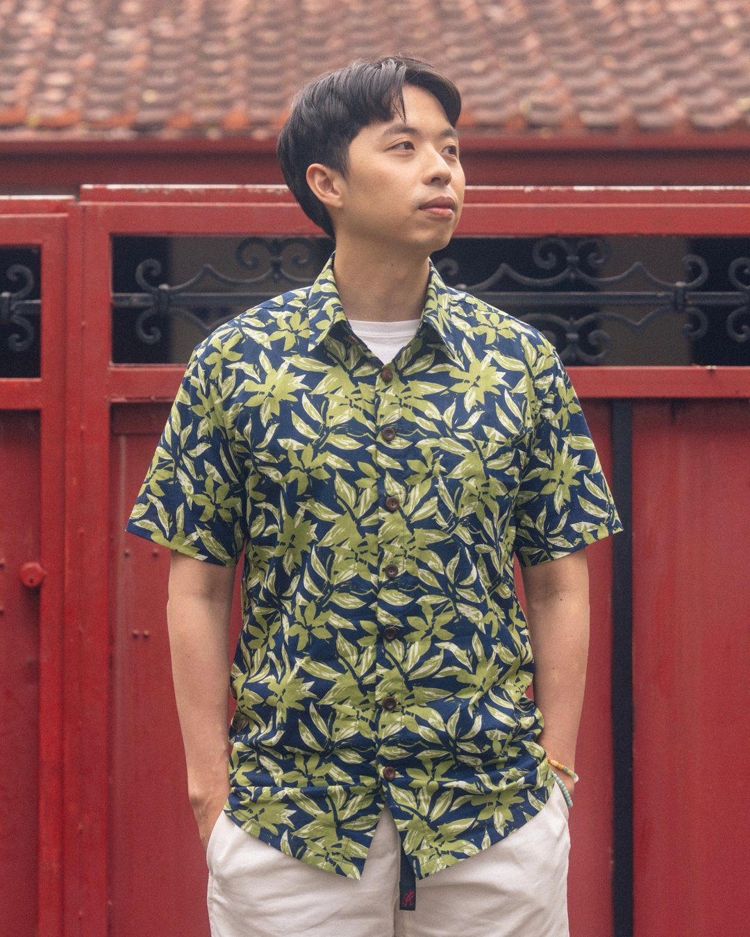 印度盖染工艺纯棉 男生衬衫 － 竹叶蓝 - 男装衬衫 - 棉 多色