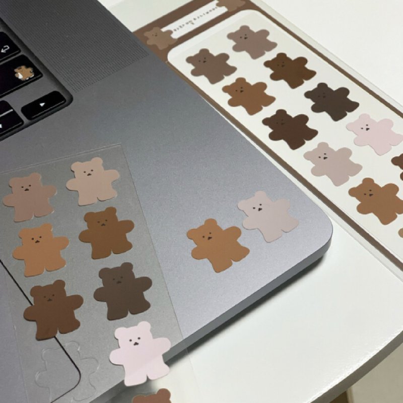 韩国文创 Chanibear 印章贴纸 - 焦糖色可爱的粘贴 - 贴纸 - 纸 