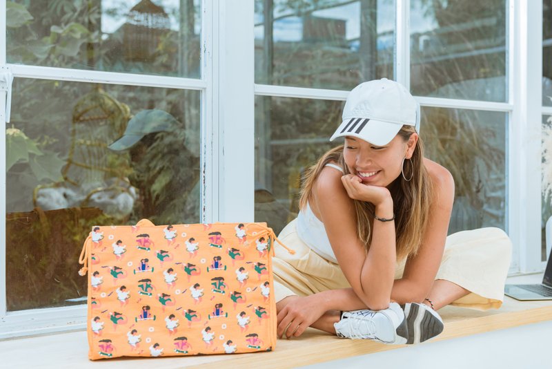 俏皮Ciao女孩肩背潮麻包 泰奶橘 - 侧背包/斜挎包 - 棉．麻 橘色