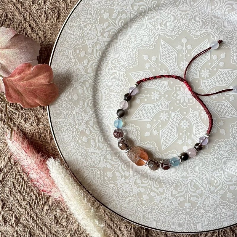 招财红兔毛貔貅编织手链 - 手链/手环 - 水晶 