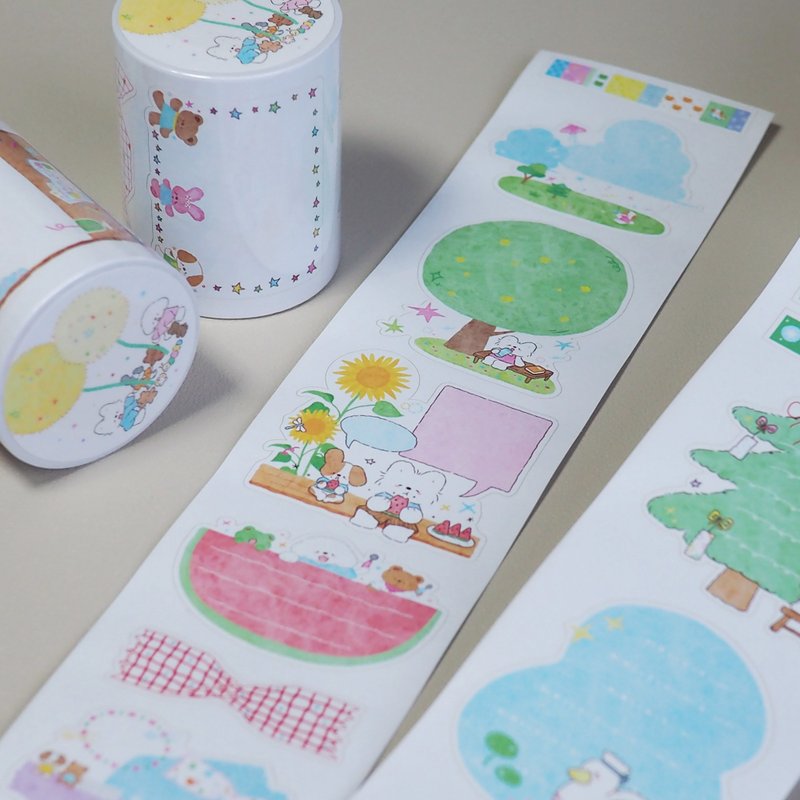 小狗巴士VOL.13可爱小狗可书写贴纸卷 - 纸胶带 - 纸 多色