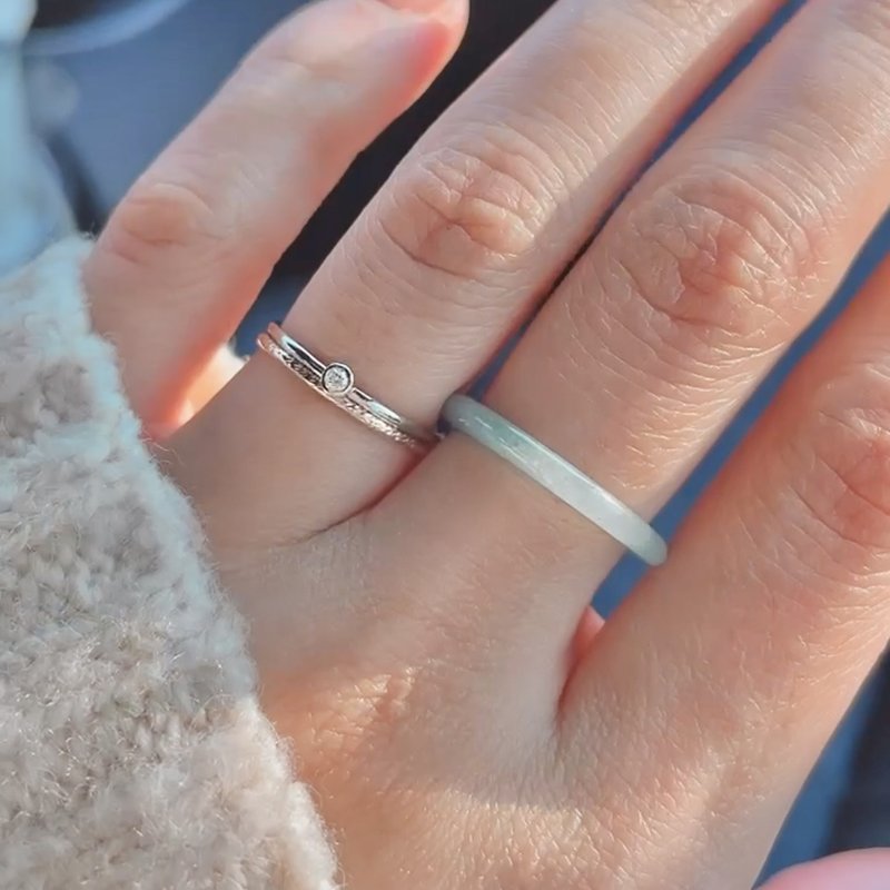 绿羊轻珠宝│14K金双色套戒 3分天然真钻 低调放闪 - 戒指 - 钻石 银色