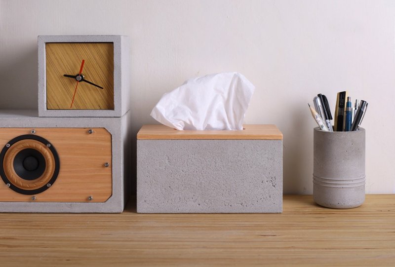 简约面纸盒 - 纸巾盒 - 水泥 