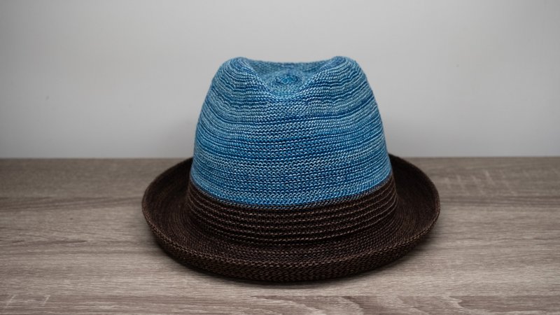双色简约爵士帽-星蓝夜色 针织帽 纸线编织 可水洗 台湾制 - 帽子 - 纸 咖啡色