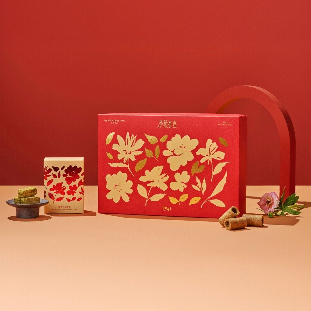 【2025新春限定】茶韵春喜 茶点礼盒 | 红茶蛋卷、包种茶酥 - 零食/点心 - 其他材质 红色