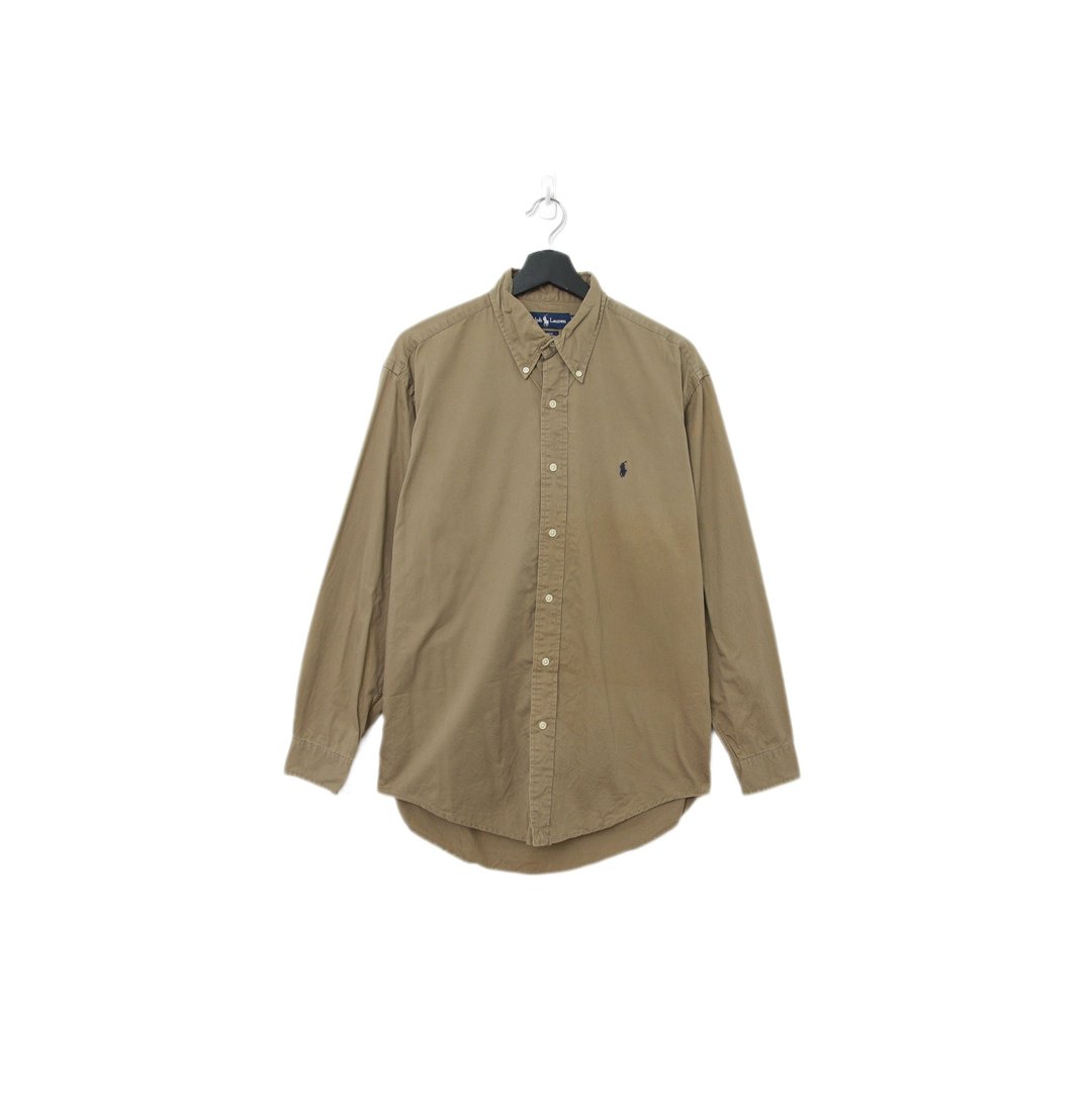 Back to Green-品牌衬衫 Polo 深卡其棕 sh-09//vintage shirt - 男装衬衫 - 棉 