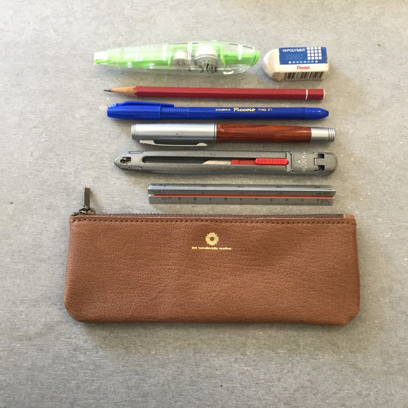 isni 经典款YKK拉链笔袋/铅笔盒/大地棕@免费送礼包装 - 铅笔盒/笔袋 - 真皮 咖啡色