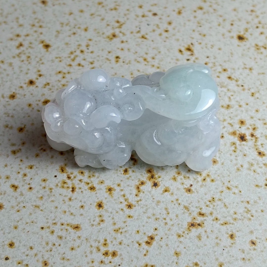 J0207天然翡翠A货 . 冰糯晴水灵芝貔貅.如意发财.摆件. - 摆饰 - 玉石 
